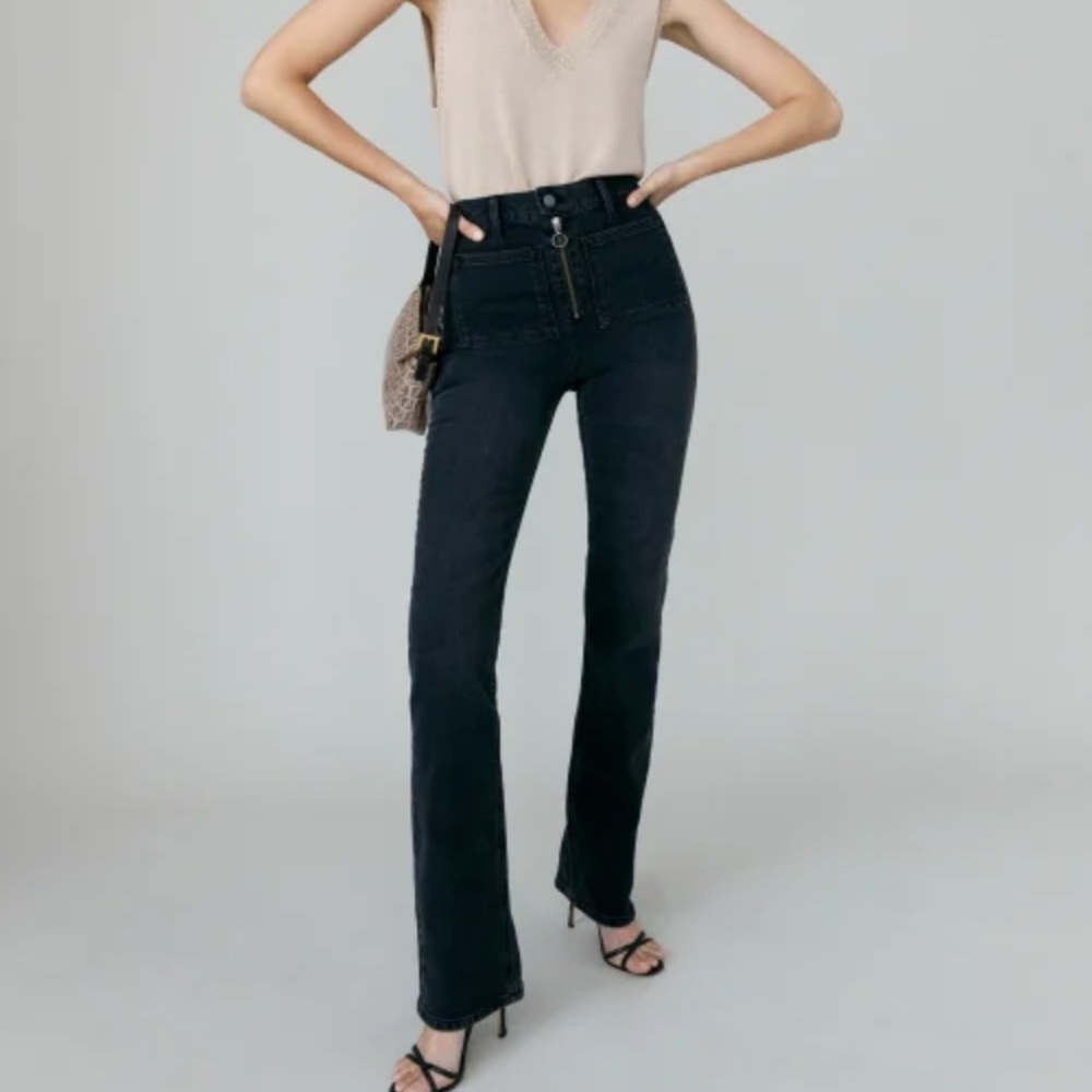 Reformation Peyton Zip Ultra High Rise Bootcut Jeans